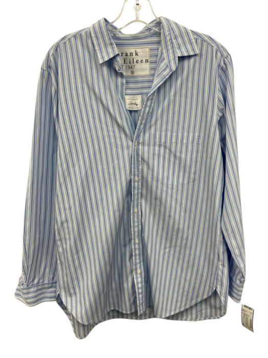 Frank & Eileen Size S Blue & White Cotton Striped Long Sleeve Button Up Top Blue & White / S