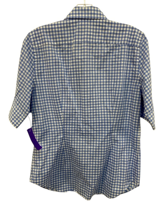 Ralph Lauren Size M Blue & White Cotton Gingham 1/2 Sleeve Button Up Shirt Top Blue & White / M