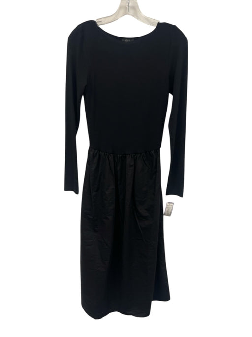 Rails Size XS Black Cotton Long Sleeve Fabric Block Gathered Waist Dress Black / XS