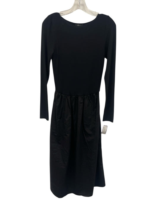 Rails Size XS Black Cotton Long Sleeve Fabric Block Gathered Waist Dress Black / XS