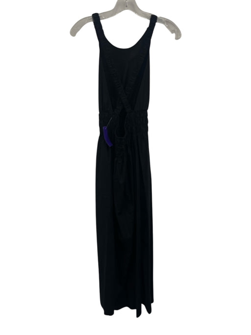 XiRENA Size L Black Cotton Criss Cross Back Shirred Waist Gathered Dress Black / L