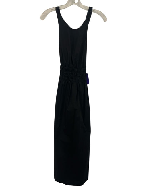 XiRENA Size L Black Cotton Criss Cross Back Shirred Waist Gathered Dress Black / L