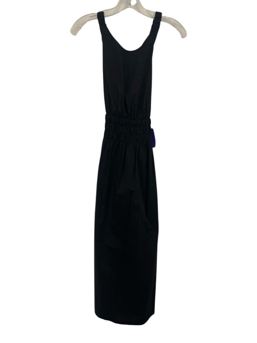 XiRENA Size L Black Cotton Criss Cross Back Shirred Waist Gathered Dress Black / L