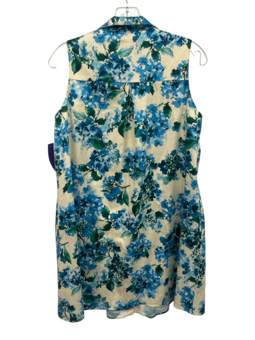 Tuckernuck Size S Cream Beige, Blue & Green Cotton Blend Watercolor Floral Dress Cream Beige, Blue & Green / S