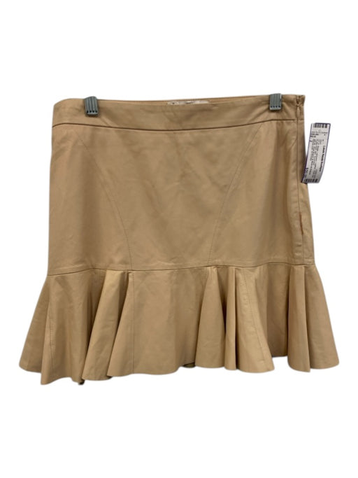 Derek Lam 10 Crosby Size 2 Beige Lambskin Leather Side Zip Ruffle Hem Mini Skirt Beige / 2