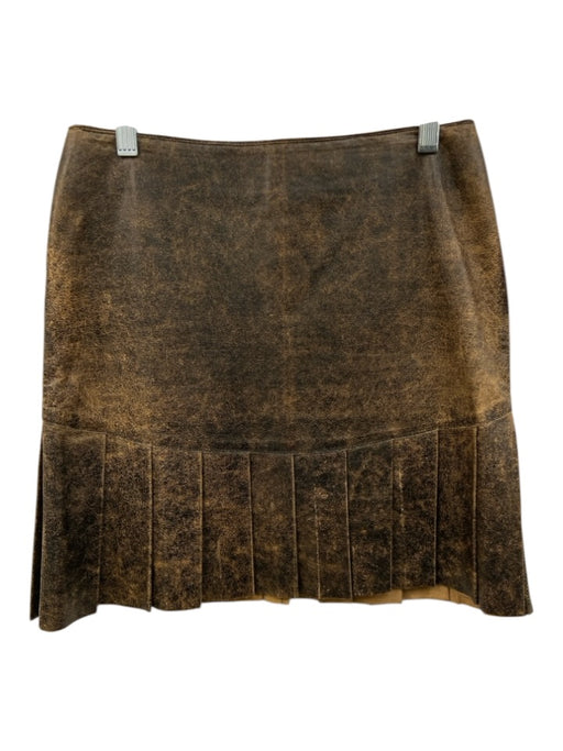 Jewels by Julie Knapp Size S Brown Genuine Leather Distressed Stain Mini Skirt Brown / S