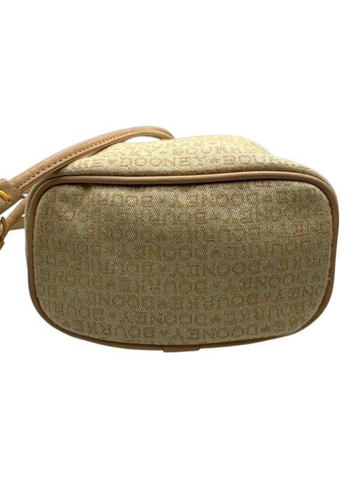 Dooney & Bourke Beige Canvas Leather trim Drawstring Top Bucket Shoulder Bag Beige / Mini