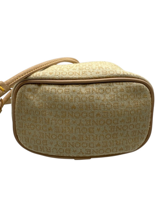 Dooney & Bourke Beige Canvas Leather trim Drawstring Top Bucket Shoulder Bag Beige / Mini