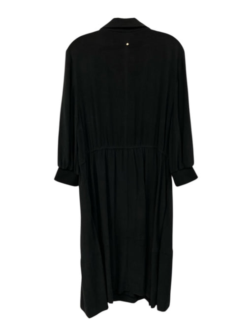 Cuyana Size XL Charcoal Black Silk 3/4 Balloon Sleeve 1/2 Zip Side Slits Dress Charcoal Black / XL