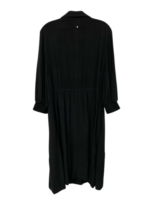 Cuyana Size XL Charcoal Black Silk 3/4 Balloon Sleeve 1/2 Zip Side Slits Dress Charcoal Black / XL