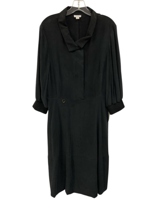 Cuyana Size XL Charcoal Black Silk 3/4 Balloon Sleeve 1/2 Zip Side Slits Dress Charcoal Black / XL