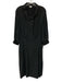 Cuyana Size XL Charcoal Black Silk 3/4 Balloon Sleeve 1/2 Zip Side Slits Dress Charcoal Black / XL