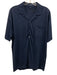 Peter Millar Size M Navy Blue Linen Heathered Short Sleeve Button Up Polo Top Navy Blue / M