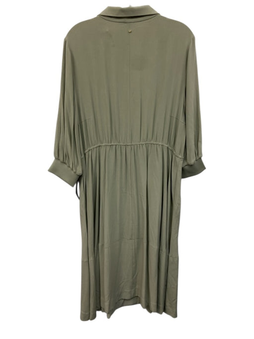 Cuyana Size XL Sage green Silk 3/4 Balloon Sleeve 1/2 Zip Side Slits Dress Sage green / XL