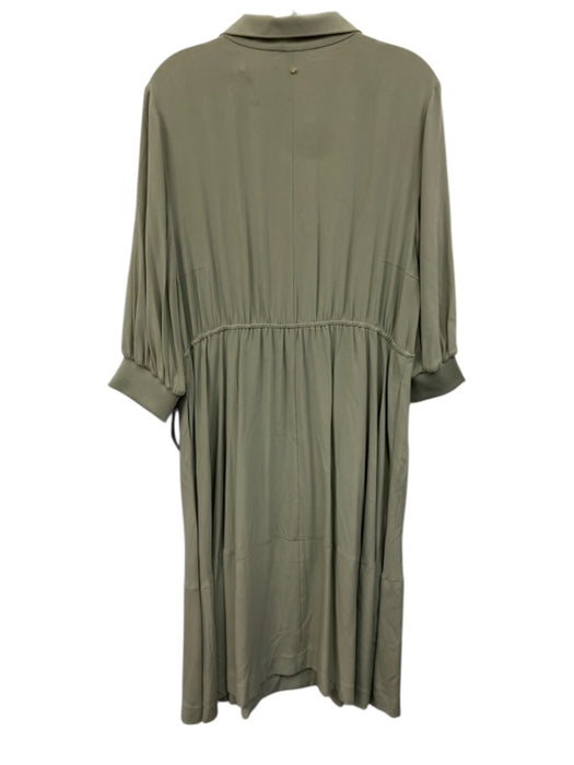 Cuyana Size XL Sage green Silk 3/4 Balloon Sleeve 1/2 Zip Side Slits Dress Sage green / XL