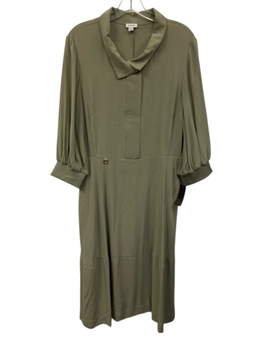 Cuyana Size XL Sage green Silk 3/4 Balloon Sleeve 1/2 Zip Side Slits Dress Sage green / XL