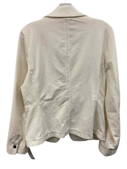 Marrakech Size M Cream White Cotton Blend Paneled Pocketed One Button Jacket Cream White / M