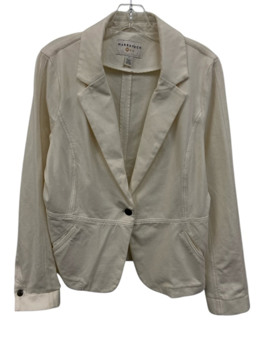 Marrakech Size M Cream White Cotton Blend Paneled Pocketed One Button Jacket Cream White / M