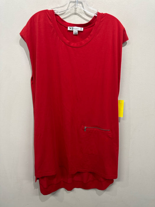 Y-3 Adidas Size M Red Cotton Sleeveless Zipper Detail Above knee Dress