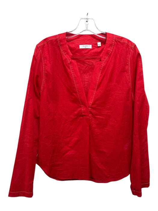 Billy Reid Size M Red, White & Blue Cotton Long Sleeve contrast stitch Top Red, White & Blue / M