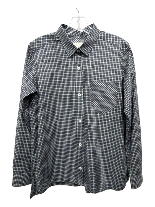 Billy Reid Size S Black & White Cotton Long Sleeve Checked Patch Pocket Top Black & White / S