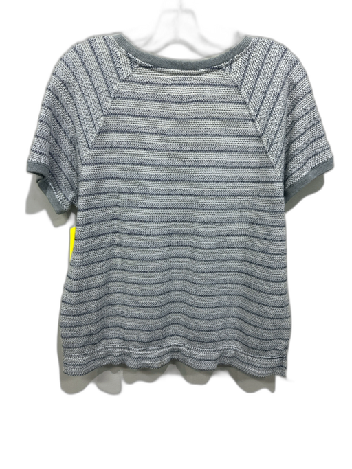 Billy Reid Size S Gray, Blue, White Cotton Short Sleeve Knit Crew Neck Top Gray, Blue, White / S