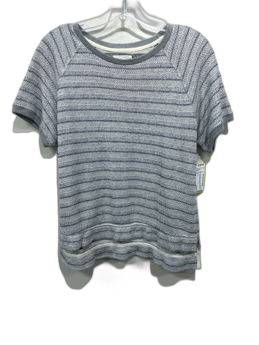 Billy Reid Size S Gray, Blue, White Cotton Short Sleeve Knit Crew Neck Top Gray, Blue, White / S
