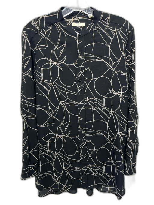 Billy Reid Size S Black & Beige Virgin Wool & Nylon Long Sleeve Buttons Top Black & Beige / S