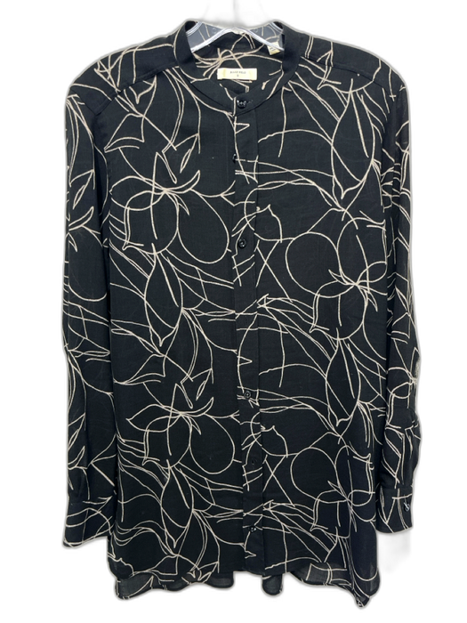 Billy Reid Size S Black & Beige Virgin Wool & Nylon Long Sleeve Buttons Top Black & Beige / S