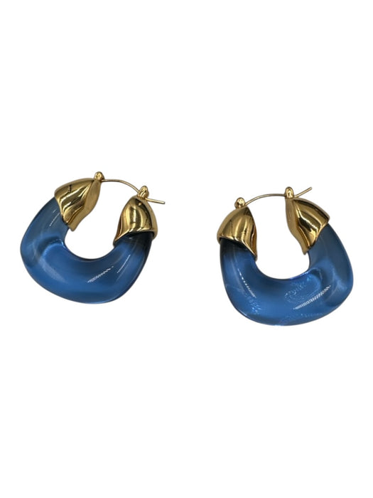 Lizzie Fortunato Blue & Gold Acetate Metal Gold Tone Hoop Earrings Blue & Gold