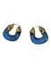 Lizzie Fortunato Blue & Gold Acetate Metal Gold Tone Hoop Earrings Blue & Gold