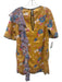 Manoush Size 40 Yellow & Multi Polyester Short Sleeve Sequin Ruffle Floral Dress Yellow & Multi / 40