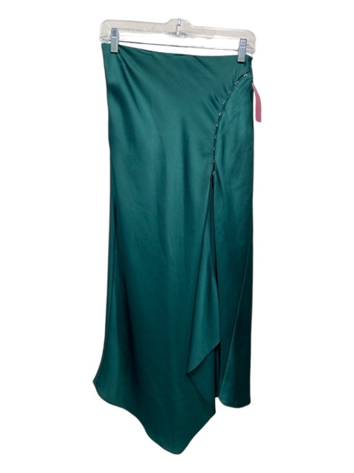 Jonathan Simkhai Size S Dark Green Polyester Satin Hook Side Zip Skirt Dark Green / S