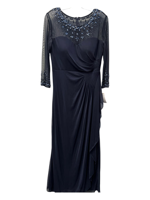 Alex Evenings Size 8P Navy Polyester Mesh Upper Mesh 3/4 sleeve Gown Navy / 8P
