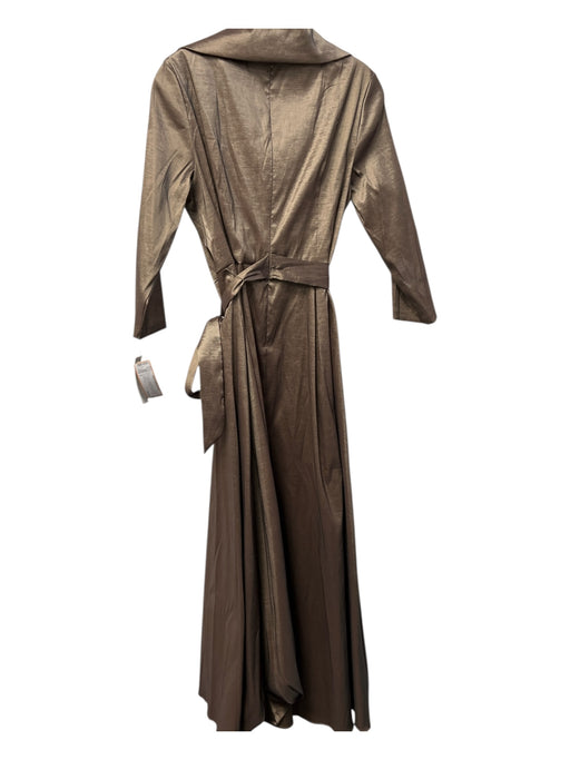 Alex Evenings Size 8 Bronze Nylon Blend Belted Back Zip Pockets 3/4 Sleeve Gown Bronze / 8