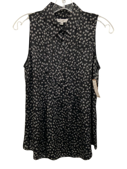 Equipment Femme Size XS Black & White Silk Pintuck Details Flowers Top Black & White / XS