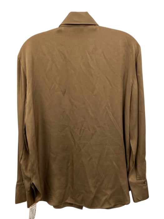 Vince Size S Light Brown Twill Button Down Long Sleeve Top Light Brown / S