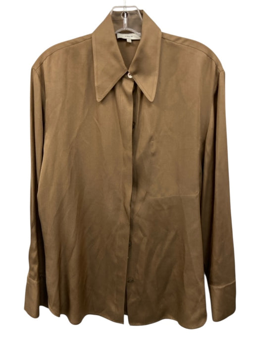 Vince Size S Light Brown Twill Button Down Long Sleeve Top Light Brown / S