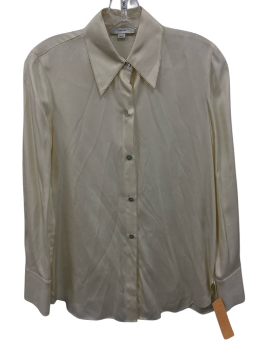 Vince Size XS Cream Silk Blend Mother of Pearl Buttons Long Sleeve Top Cream / XS