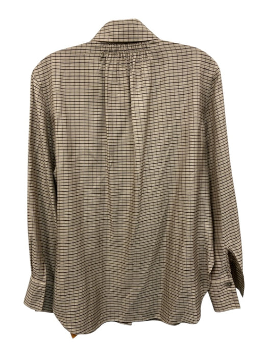 Vince Size XS Brown & Beige Rayon Blend Plaid Long Sleeve Button Down Top Brown & Beige / XS