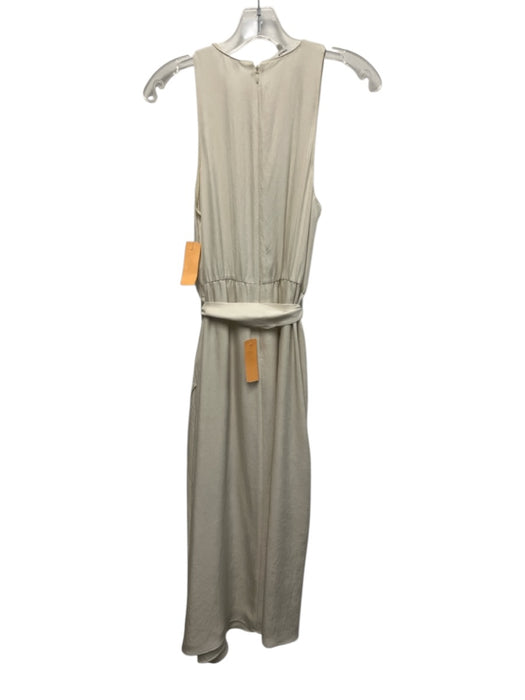 Vince Size 4 Cream Triacetate Draped Sleeveless Hankerchief Hem Midi Dress Cream / 4