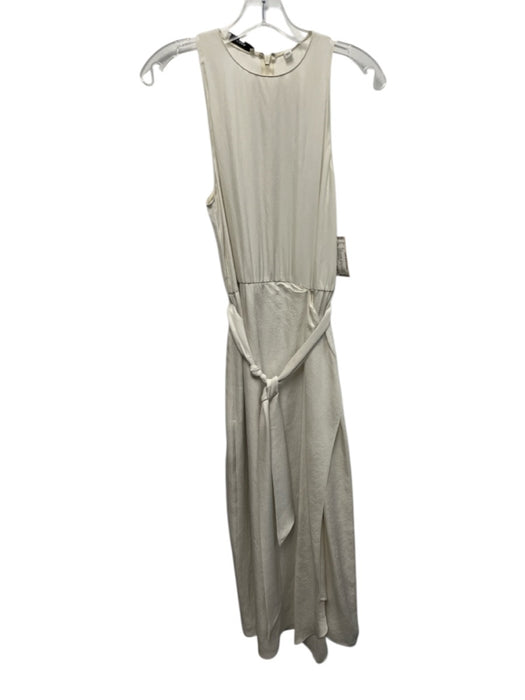 Vince Size 4 Cream Triacetate Draped Sleeveless Hankerchief Hem Midi Dress Cream / 4