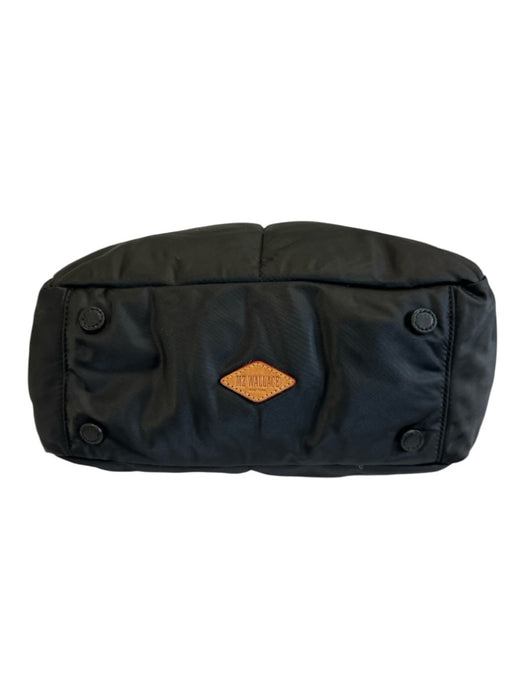 MZ Wallace Black Nylon Leather Strap Outer Pocket Pouchette Tote Bag Black / Medium