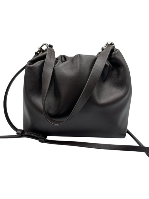 Theory Brown Leather Drawstring Detachable Strap Top Handle Crossbody Bag Brown / Small
