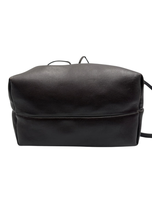 Theory Brown Leather Drawstring Detachable Strap Top Handle Crossbody Bag Brown / Small