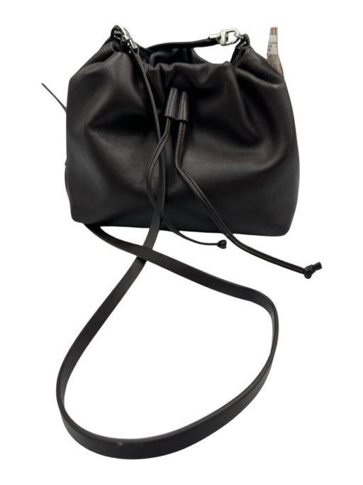 Theory Brown Leather Drawstring Detachable Strap Top Handle Crossbody Bag Brown / Small