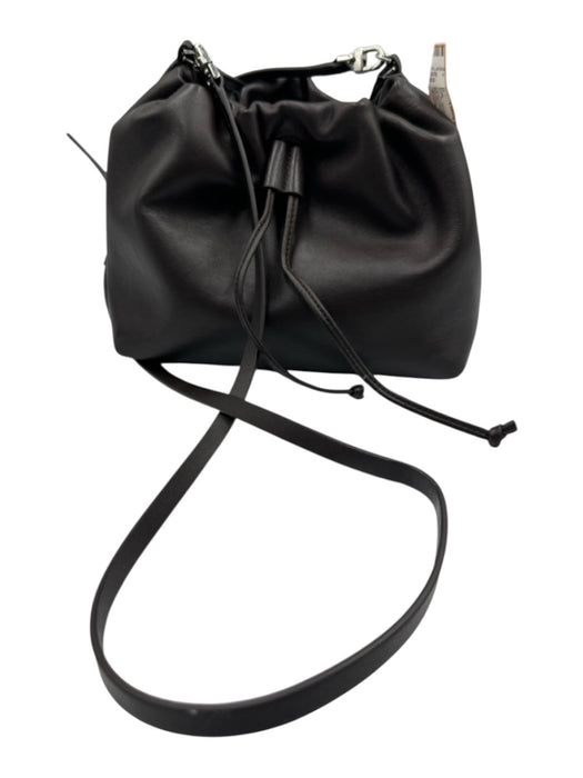 Theory Brown Leather Drawstring Detachable Strap Top Handle Crossbody Bag Brown / Small