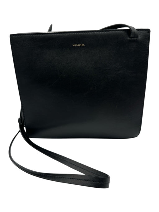Vince Black Leather Square Logo Adjustable Strap Crossbody Bag Black / Small