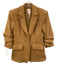 Cinq a Sept Size 2 Tan Cotton Weave 3/4 Sleeve Fringe Edging Blazer Jacket Tan / 2