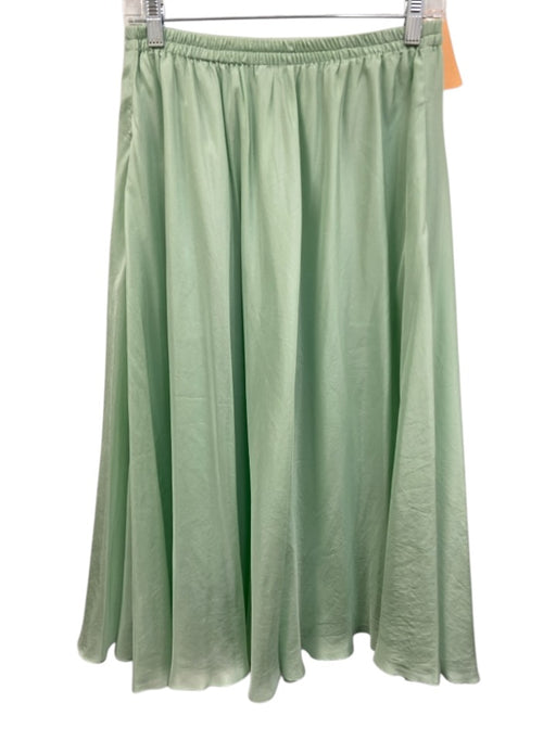 Vince Size S Light Green Silk Elastic Waist lined A Line Midi Skirt Light Green / S